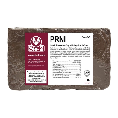 SIO-2® PRNI - Black Stoneware Clay with Impalpable Grog, 4 lb Sample